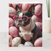 Carte Œufs de Pâques Boston Terrier (Devant)