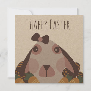 Carte Œufs de Pâques Chocolat Lapin Carottes Kraft
