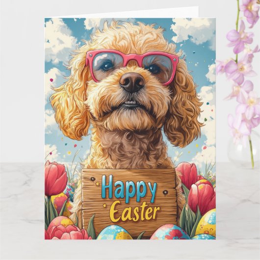 Carte Œufs de Pâques Cocker Spaniel  (Orchidée)