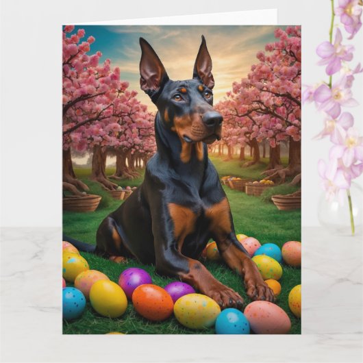 Carte OEufs de Pâques Doberman (Orchidée)