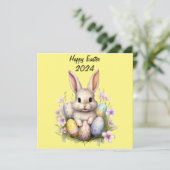 Carte Oeufs de Pâques et lapin de Pâques (Debout devant)