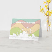 Carte OEufs de Pâques et poussins de printemps (Fleur jaune)