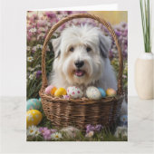 Carte Œufs de Pâques Old English Sheepdog (Devant)