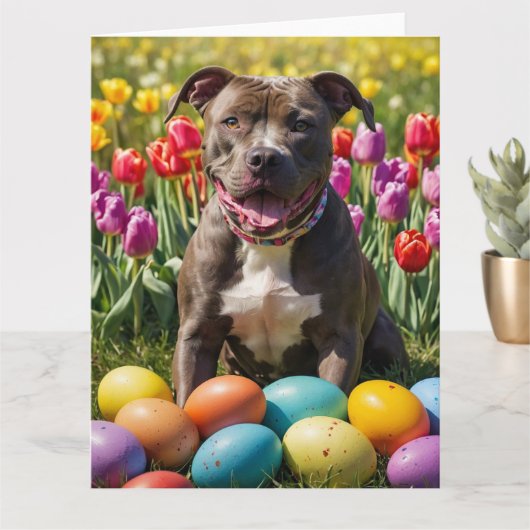 Carte Œufs de Pâques Pitbull (Petite plante)