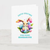 Carte OEufs de peinture de lapin de Pâques Salutation gr (Devant)