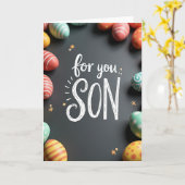 Carte Œufs Peints pour Fils (Fleur jaune)