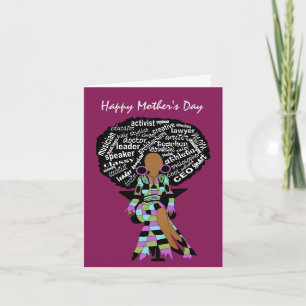 Carte Œuvre d'art Afro Lady Fête des mères afro-américai
