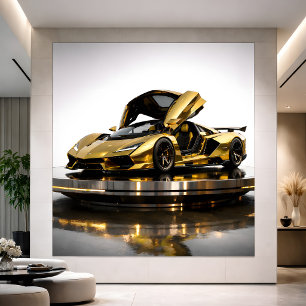 Carte Œuvre d'art de supercar futuriste Hypercar en or d