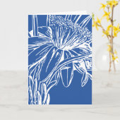 Carte OEuvre d'art moderne Bleu Botanique Florale (Fleur jaune)
