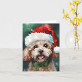 Carte Oeuvre de peinture de la brosse de Noël de caniche (Fleur jaune)