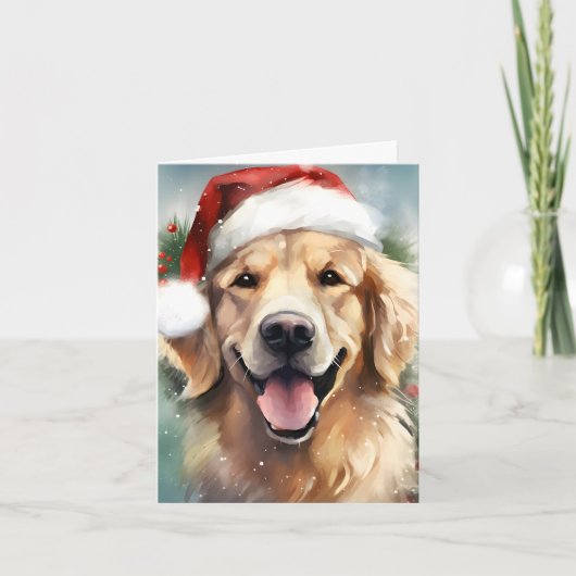 Carte OEuvre de peinture de Noël Golden Retriever (Devant)
