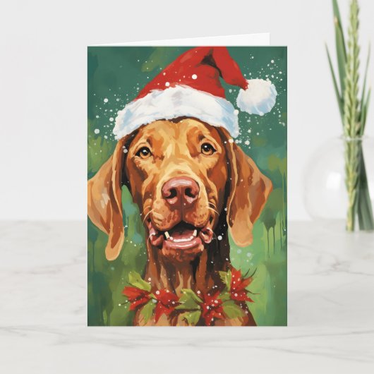 Carte OEuvre de peinture de Noël Vizsla (Devant)