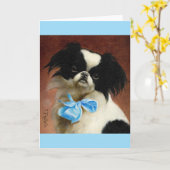 Carte Oeuvre vintage - Portrait d'une menton japonaise, (Fleur jaune)