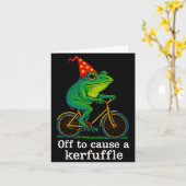 Carte Off To Cause A Kerfuffle Funny Frog Wizard Bicycle (Fleur jaune)