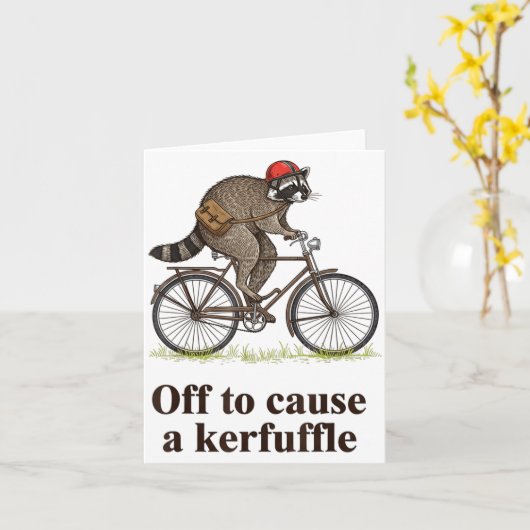 Carte Off To Cause A Kerfuffle Funny Raccoon Meme Boys M (Fleur jaune)