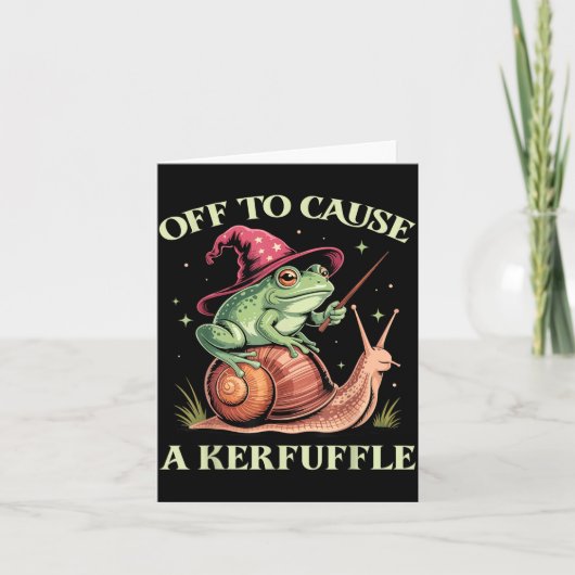 Carte Off To Cause A Kerfuffle Whimsical Wizard Frog Mem (Devant)