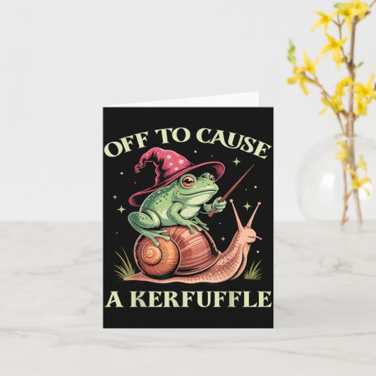Carte Off To Cause A Kerfuffle Whimsical Wizard Frog Mem (Fleur jaune)