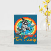 Carte Off To Commit Tom Foolery Raccoon Funny Retro Desi (Fleur jaune)
