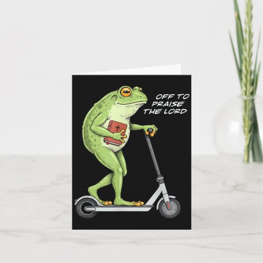 Carte Off To Praise D Lord Funny Frog Christian Meme (Devant)