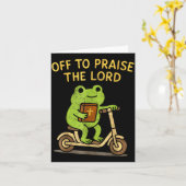 Carte Off To Praise The Lord Frog Christian (Fleur jaune)