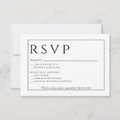 Carte officielle de mariage noir et blanc RSVP (Devant)