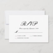 Carte officielle de mariage noir et blanc RSVP (Devant)