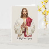 Carte Offrande de la Sainte Messe catholique Jésus Eucha (Fleur jaune)