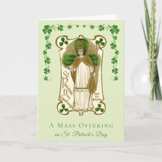 Carte Offrande de messe catholique Shamrocks de la Saint (Devant)