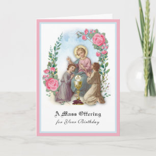 Carte Offrande de messe d'anniversaire catholique Jésus