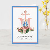 Carte Offrande de messe d'anniversaire catholique Roses (Fleur jaune)