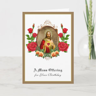 Carte Offrande de messe d'anniversaire catholique Sacré-