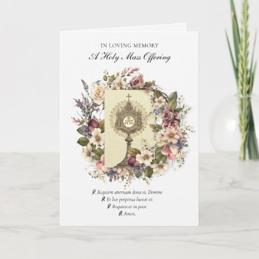 Carte Offrande de messe de sympathie catholique Eucharis (Devant)