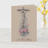 Carte Offrande traditionnelle de messe de sympathie cath (Fleur jaune)