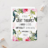 Carte Offre de Merci-cadeau d'appréciation du thérapeute (Devant/Arrière en situation)