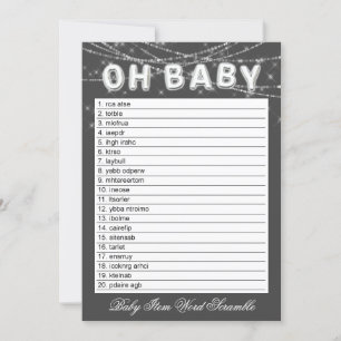 Carte Oh Baby String Light   Gray Word Scramble Jeu