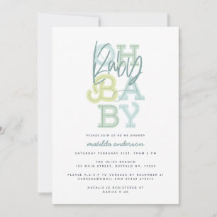 Carte Oh bébé fête baby shower moderne bébé