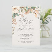 Carte Oh Bébé rose fleur sauvage baby shower floral fill (Debout devant)