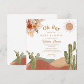Carte Oh Boy Baby shower Southwes Boho Cactus Désert (Devant / Derrière)