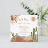 Carte Oh Boy Baby shower Southwes Boho Cactus Désert (Debout devant)