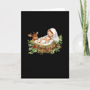 Carte Oh cerf Marie Crèche Noël Jésus 