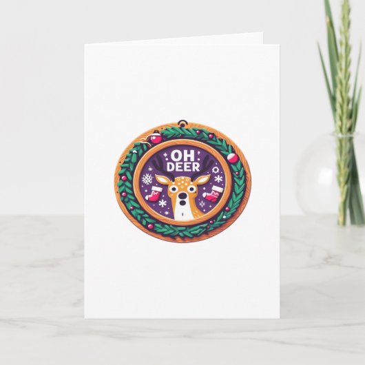 Carte Oh Cerf Noël Festif Design de Vacances (Devant)