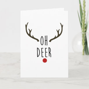 Carte OH CERF Renne Noël Vacances Merci