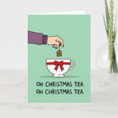 Carte Oh Christmas Tea Pun Funny Holiday Grey Card (Devant)