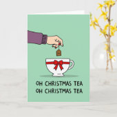 Carte Oh Christmas Tea Pun Funny Holiday Grey Card (Fleur jaune)