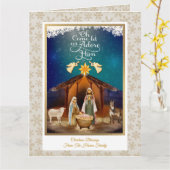 Carte "Oh Come Let Us Adore Him" Nativity Christmas (Fleur jaune)