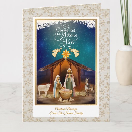 Carte "Oh Come Let Us Adore Him" Nativity Christmas (Devant)