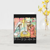 Carte Oh Come Let Us Adore Him Nativity Scene Christian  (Fleur jaune)