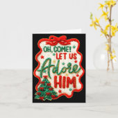 Carte Oh Come Let Us Adore Him Yarn Crochet Nativity Chr (Fleur jaune)