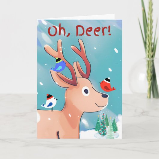 Carte Oh Deer Christmas adorable bébé cerf dans la neige (Devant)