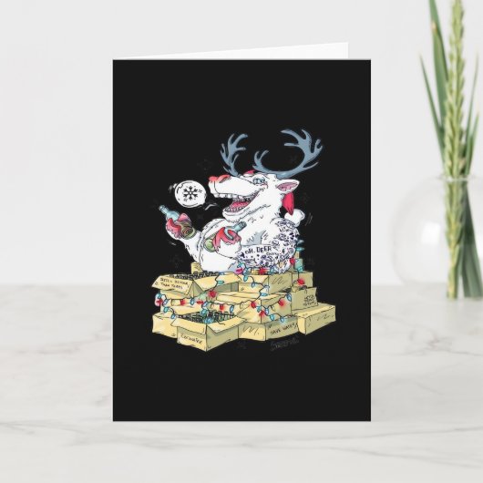 Carte Oh Deer Drunk Reindeer CelebraFolded Greeting Card (Devant)